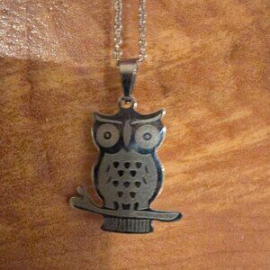 Stainless 'Cedar Paddle' Owl necklace